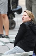 MELISSA BENOIST on the Set of Supergirl in Vancouver 08/13/2018