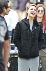 MELISSA BENOIST on the Set of Supergirl in Vancouver 08/13/2018