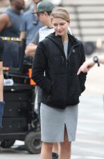 MELISSA BENOIST on the Set of Supergirl in Vancouver 08/13/2018