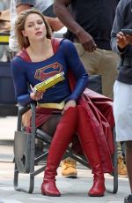 MELISSA BENOIST on the Set of Supergirl in Vancouver 08/14/2018