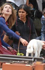 MELISSA BENOIST on the Set of Supergirl in Vancouver 08/14/2018