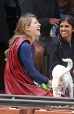 MELISSA BENOIST on the Set of Supergirl in Vancouver 08/14/2018
