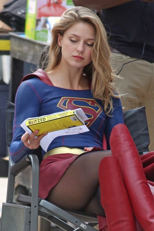 MELISSA BENOIST on the Set of Supergirl in Vancouver 08/14/2018