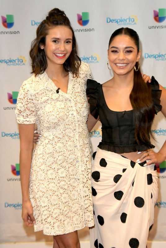 NINA DOBREV and VANESSA HUDGENS at Despierta America Show in Miami 08/02/2018