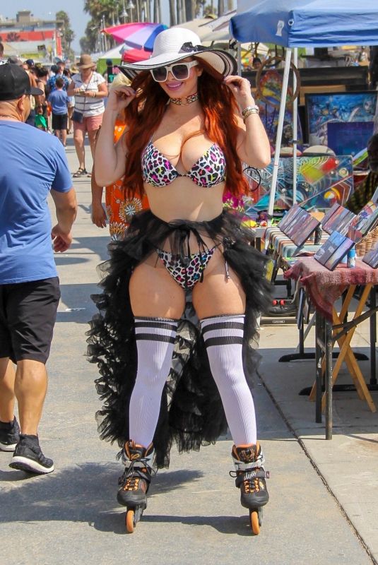 PHOEBE PRICE in Bikini Skating on Venice Beach 08/05/2018