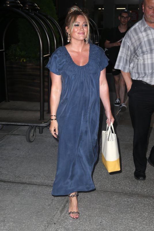 Pregnant HILARY DUFF Leaves Her Hotel in New York 08/28/2018