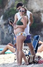 Pregnant HILARY DUFF on the Beach in Malibu 08/15/2018