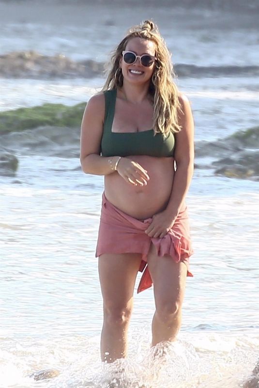Pregnant HILARY DUFF on the Beach in Malibu 08/15/2018