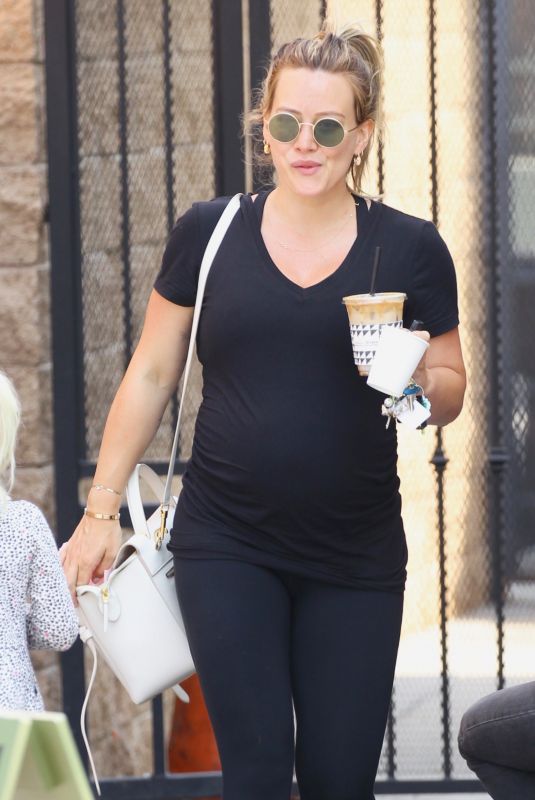 Pregnant HILARY DUFF Out for Coffee in Studio City 08/10/2018