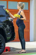 Pregnant KATHRYN BOYD Washing Her Car in Los Angeles 08/17/2018