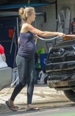 Pregnant KATHRYN BOYD Washing Her Car in Los Angeles 08/17/2018