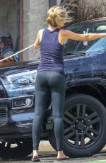 Pregnant KATHRYN BOYD Washing Her Car in Los Angeles 08/17/2018