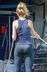 Pregnant KATHRYN BOYD Washing Her Car in Los Angeles 08/17/2018