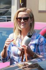 REESE WITHERSPOON in Denim Heading to Work in Santa Monica 08/04/2018