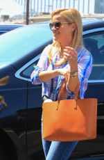 REESE WITHERSPOON in Denim Heading to Work in Santa Monica 08/04/2018