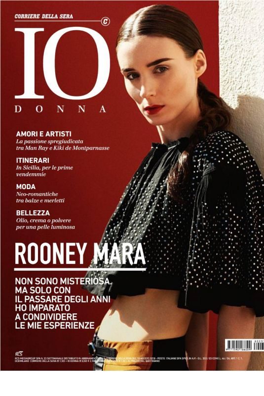 ROONEY MARA in Io Donna Corriere Della Sera, August 2018