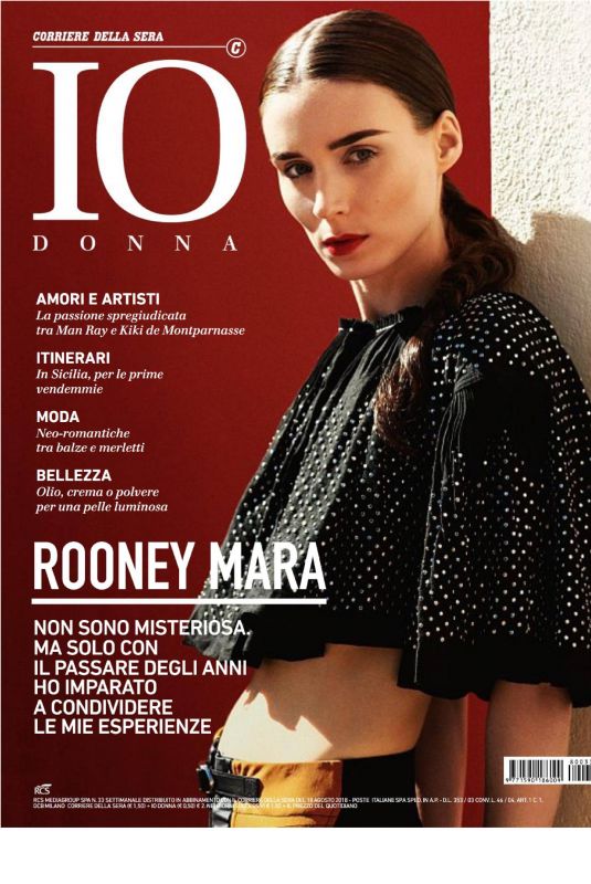 ROONEY MARA in Io Donna Corriere Della Sera, August 2018