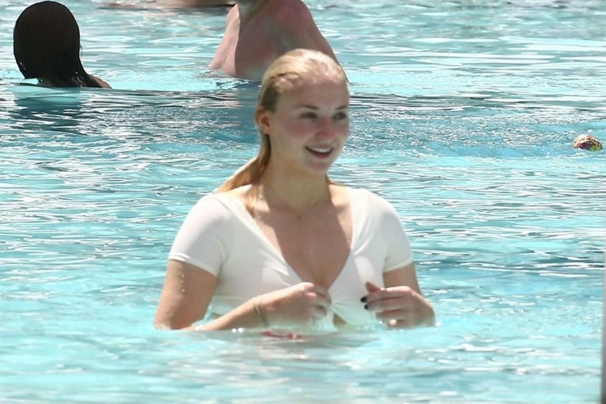 SOPHIE TURNER in Bikini at Delano Hotel Pool in Miami 08/13/2018.