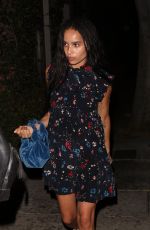 ZOE KRAVITZ at Lucques Restaurant in West Hollywood 08/10/2018