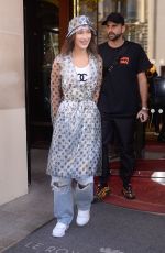 BELLA HADID Leaves Royal Monceau Hotel in Paris 09/27/2018