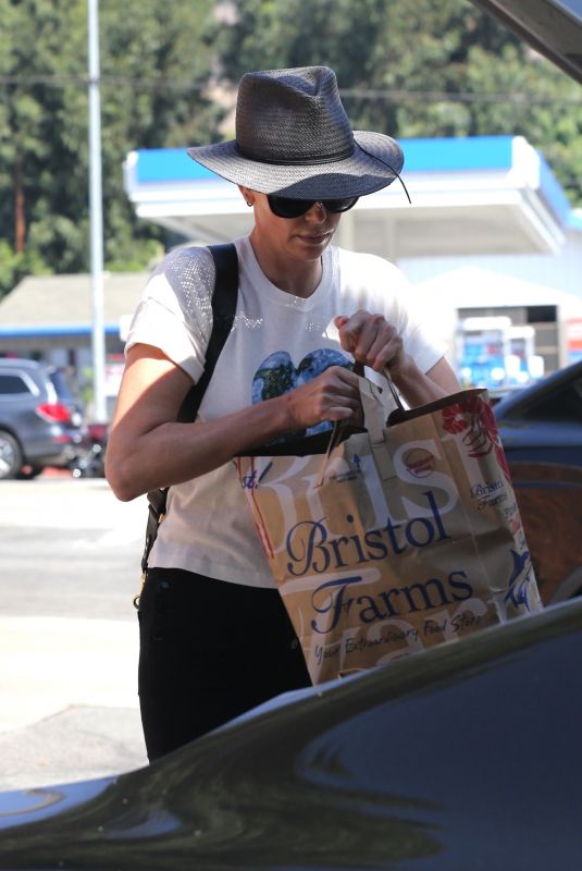 CHARLIZE THERON Shopping at Bristol Farms in Los Angeles 09/09/2018