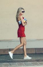 CHARLOTTE MCKINNEY in a Polka Dot Dress Out in Malibu 09/03/2018
