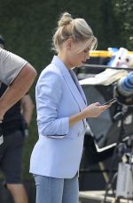 CHARLOTTE MCKINNEY on the Set of Extra in Los Angeles 09/24/2018