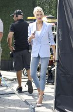 CHARLOTTE MCKINNEY on the Set of Extra in Los Angeles 09/24/2018