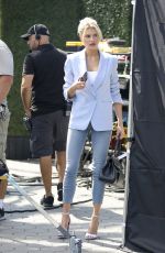 CHARLOTTE MCKINNEY on the Set of Extra in Los Angeles 09/24/2018