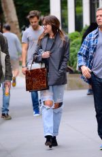 DAKOTA JOHNSON in Ripped Jeans Out in New York 09/28/2018