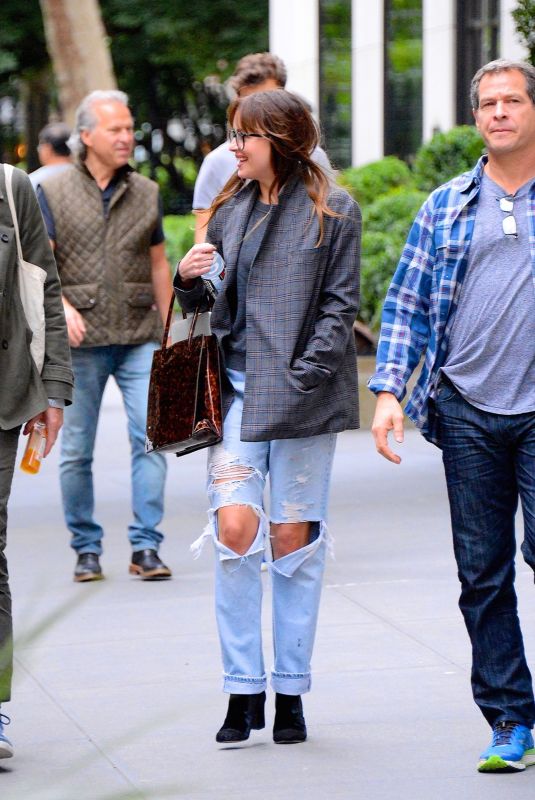 DAKOTA JOHNSON in Ripped Jeans Out in New York 09/28/2018
