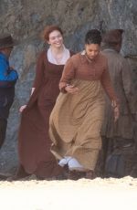 ELEANOR TOMLINSON on the Set of Poldark in Cornwall 09/21/2018