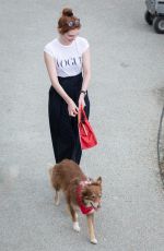 ELEANOR TOMLINSON with Her Dog Out in Charlestown 09/19/2018