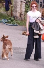 ELEANOR TOMLINSON with Her Dog Out in Charlestown 09/19/2018