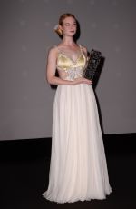 ELLE FANNING Receiving Deauville Talent Award at Deauville American Film Festival 09/02/2018