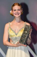 ELLE FANNING Receiving Deauville Talent Award at Deauville American Film Festival 09/02/2018