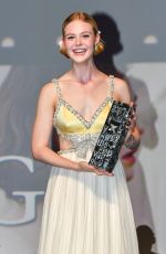 ELLE FANNING Receiving Deauville Talent Award at Deauville American Film Festival 09/02/2018