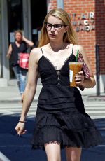 EMMA ROBERTS Leaves a Sarbucks in Brentwood 08/30/2018
