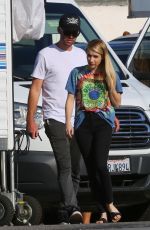 EMMA ROBERTS on the Set of American Horror Story in Los Angeles 08/30/2018