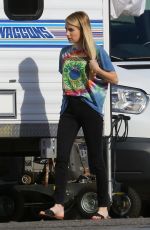 EMMA ROBERTS on the Set of American Horror Story in Los Angeles 08/30/2018