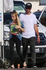 EMMA ROBERTS on the Set of American Horror Story in Los Angeles 08/30/2018