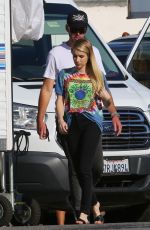 EMMA ROBERTS on the Set of American Horror Story in Los Angeles 08/30/2018