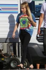 EMMA ROBERTS on the Set of American Horror Story in Los Angeles 08/30/2018