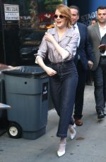 EMMA STONE in Dark Denim Out in New York 09/19/2018