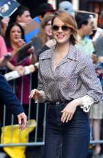 EMMA STONE in Dark Denim Out in New York 09/19/2018