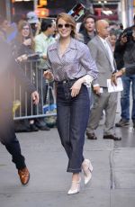 EMMA STONE in Dark Denim Out in New York 09/19/2018
