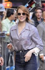 EMMA STONE in Dark Denim Out in New York 09/19/2018