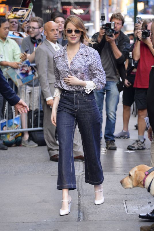 EMMA STONE in Dark Denim Out in New York 09/19/2018