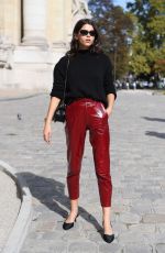 GEORGIA FOWLER Arrives at Elie Saab Show at Paris Fashion Week 09/28/2018