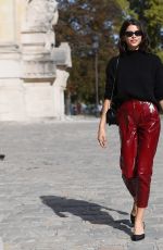 GEORGIA FOWLER Arrives at Elie Saab Show at Paris Fashion Week 09/28/2018